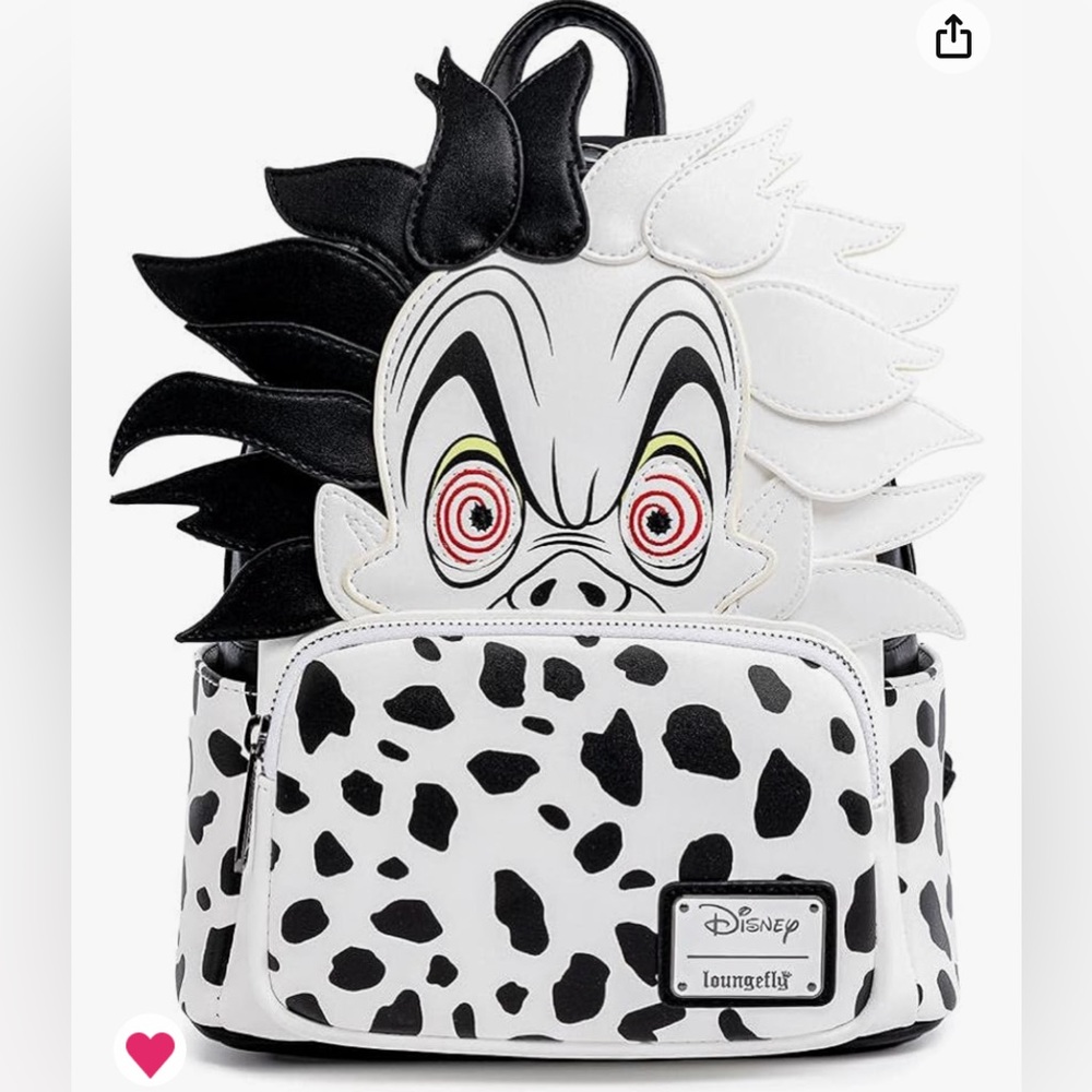 Lounge fly, Disney villains, Carella Deville, woman’s double strap, shoulder bag